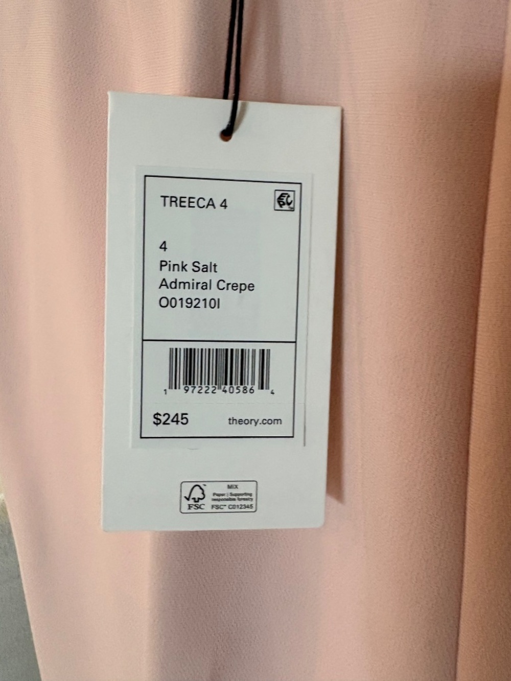 NWT Theory Treeca Pink Salt Admiral Crepe Pants - Picture 3 of 5